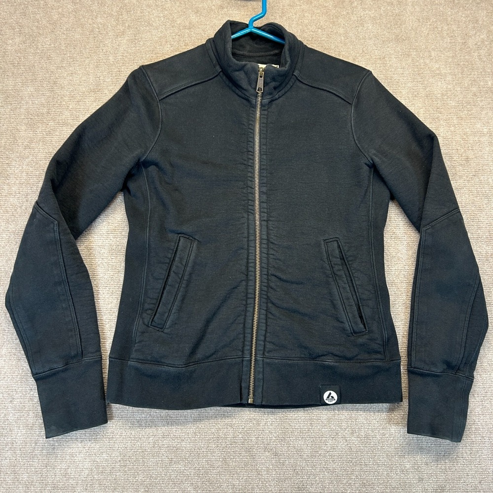 American Giant Moto Full Zip Sweatshirt Jacket Women's Small Black Fleece STAINS